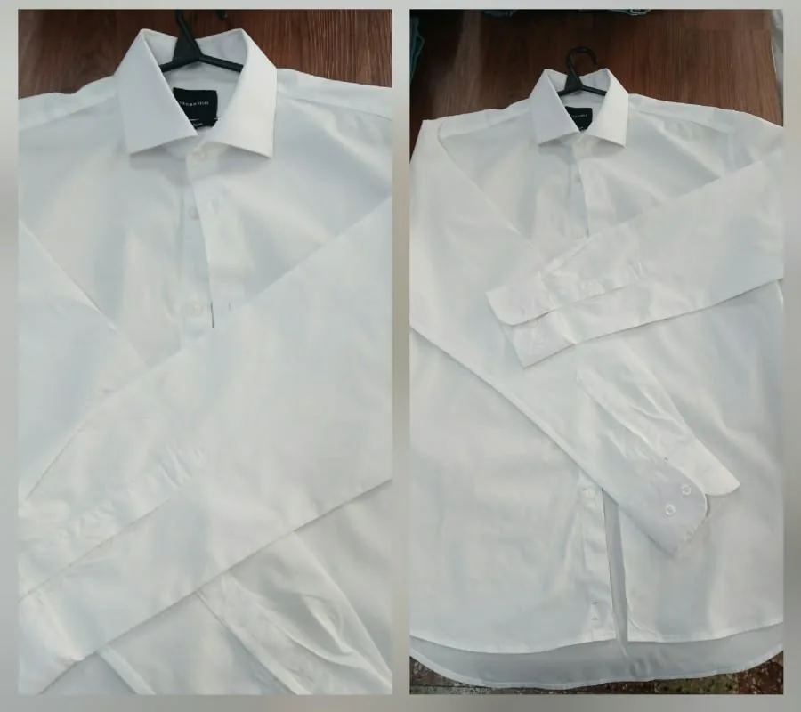 Camisa blanca limpia después del tratamiento