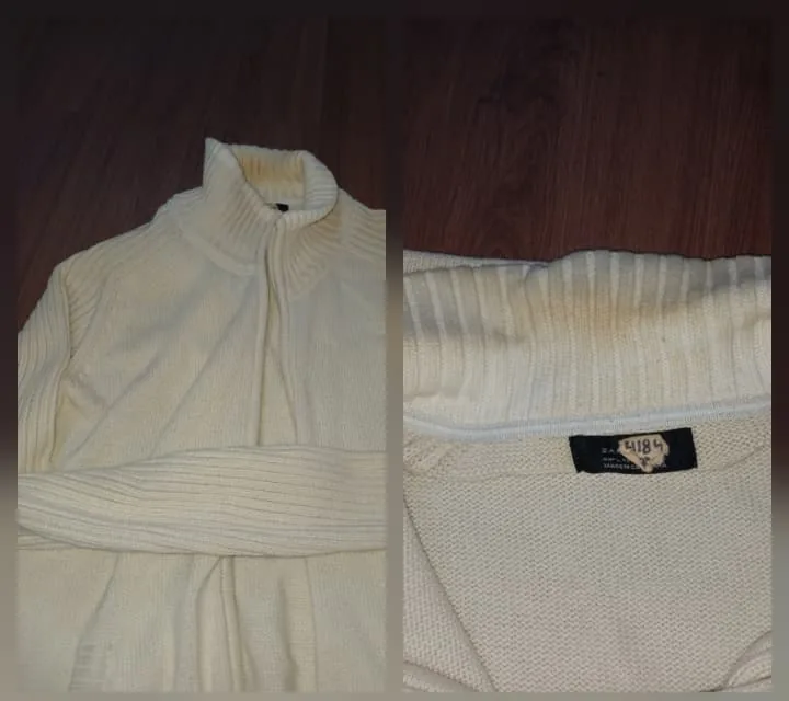 Campera de punto antes de la limpieza