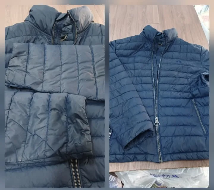 Campera azul antes de la limpieza