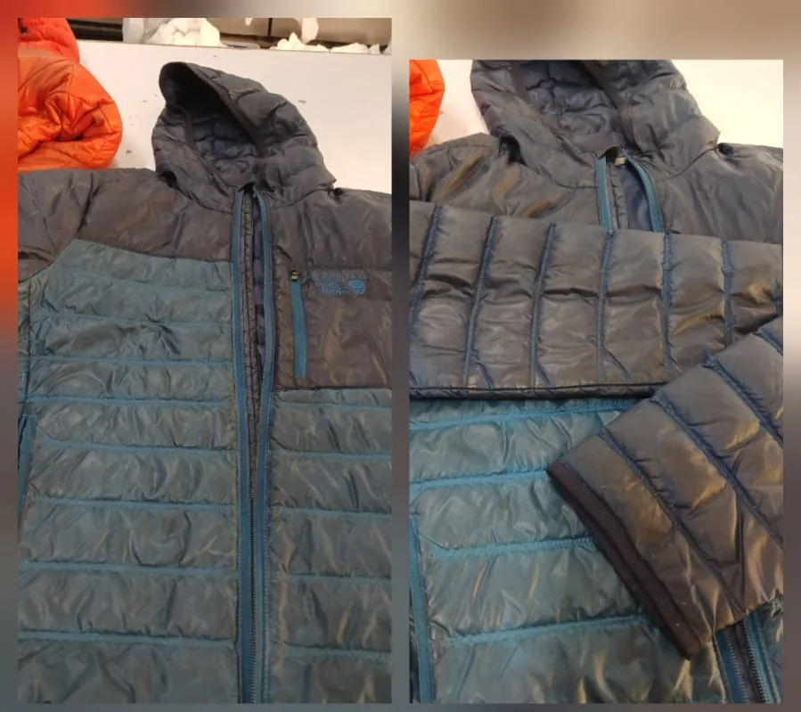 Campera azul combinada antes de la limpieza