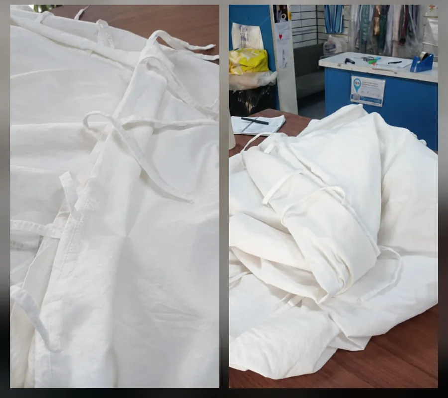 Ropa de cama limpia después del tratamiento